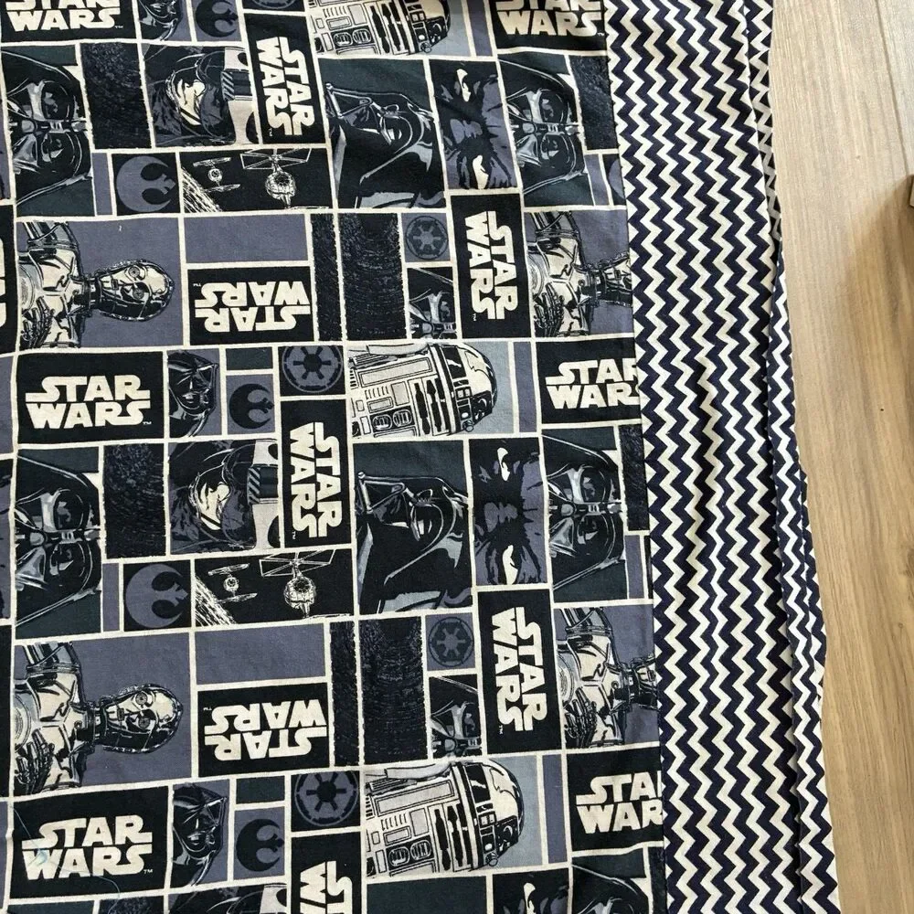 Vintage Star Wars Standard Pillowcase 29x19 Navy Blue Zig Zag Trim